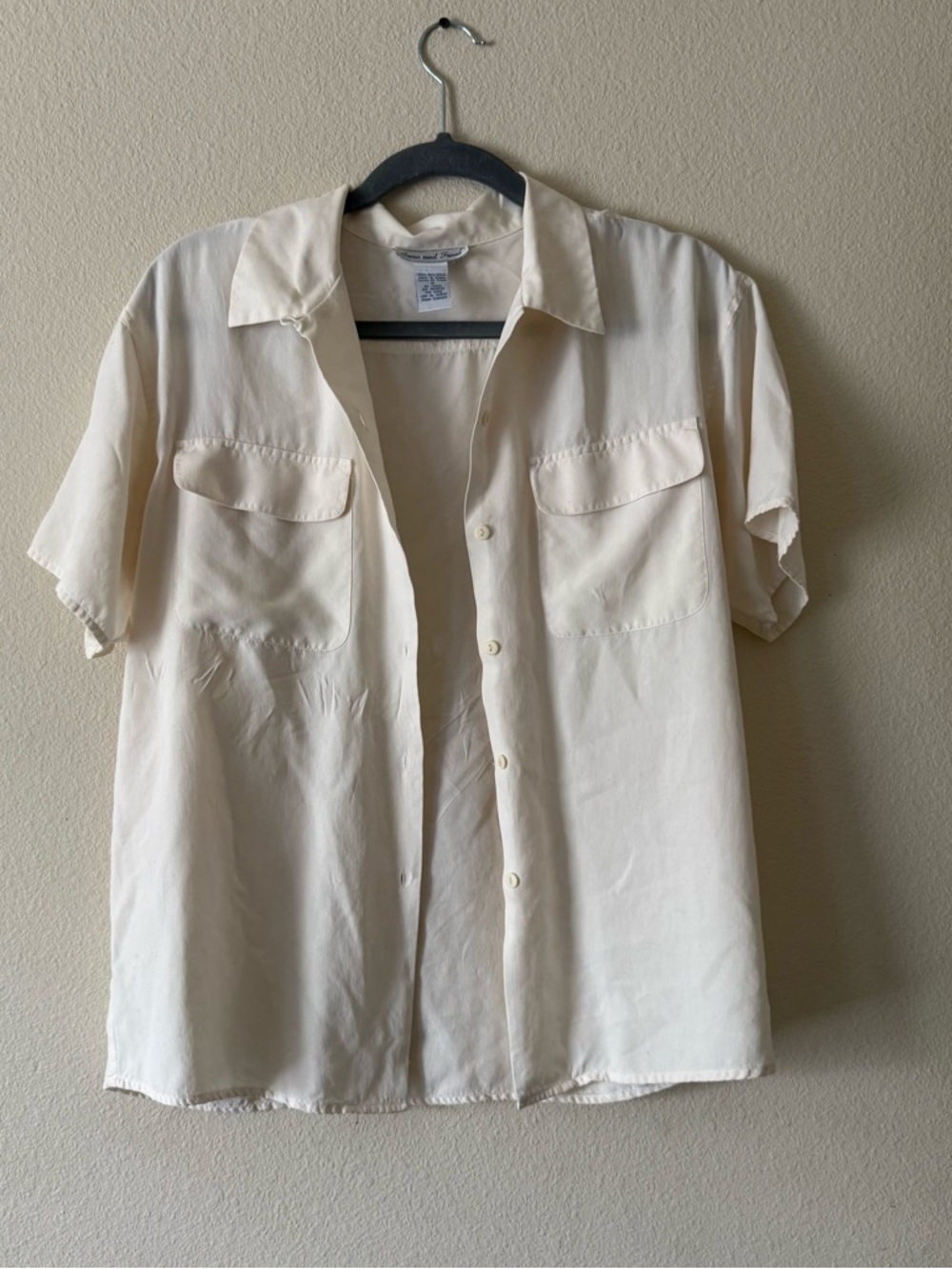 100% silk button up small